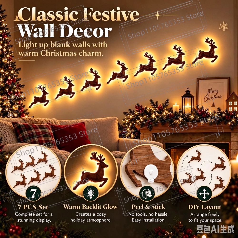 Decoración navideña con renos  - Up Lighting Decor reseña y precio
