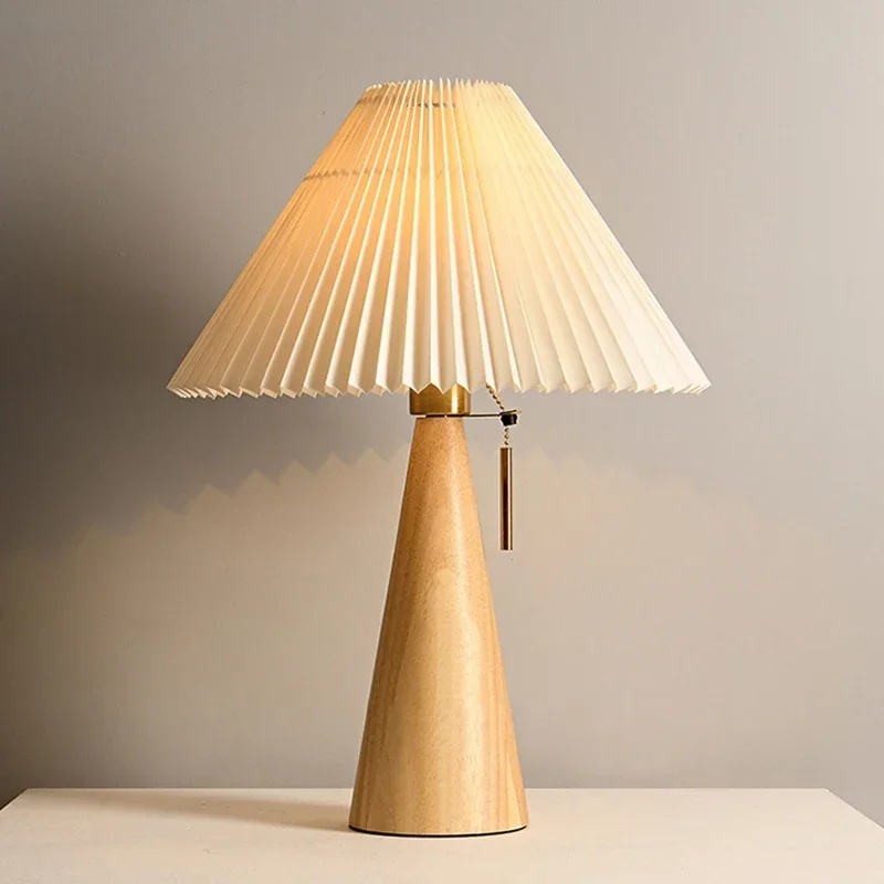 Lámpara de mesa plisada retro, - Lighting Decor Bedroom reseña y precio